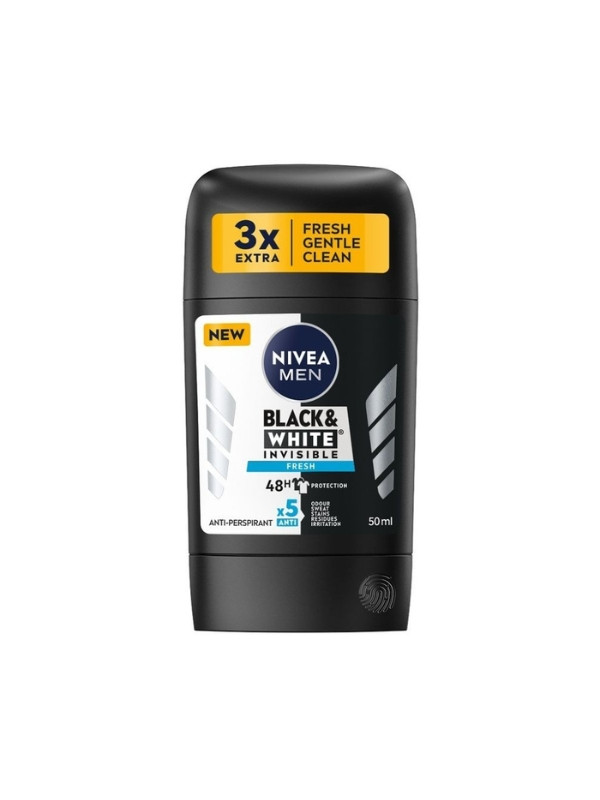 Nivea Men Black & White Antyperspirant w sztyfcie Invisible Fresh 50 ml