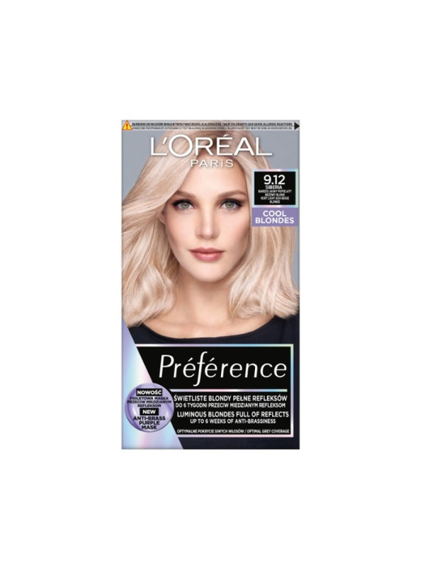 L'oreal Preference Farba do włosów /9.12/ Bardzo Jasny Popielaty Beżowy Blond