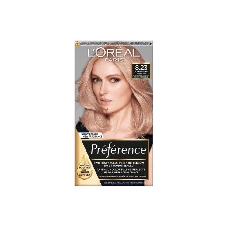 Фарба для волосся L'oreal Preference /8.23/ Світло Blond Опалесцентно-золотистий Medium Rose Gold