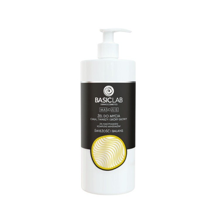 BasicLab Masculis Гель для вмивання тіла, обличчя та шкіри голови Свіжість і баланс 500 мл