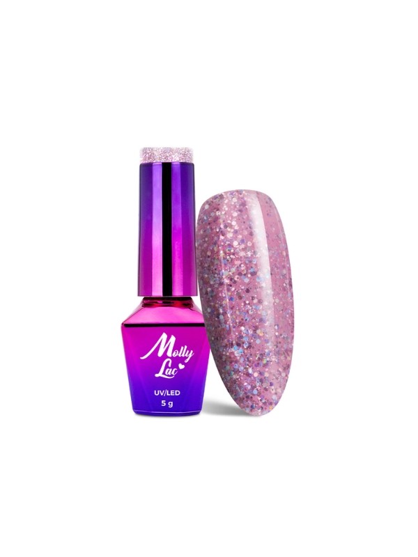 MollyLac /571/ Born To Glow Lakier Hybrydowy Absolute Pink 5 ml