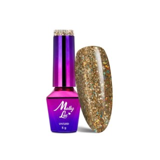 MollyLac /535/ Crushed Diamonds Hybrid Lacquer Lady in Gold 5 ml