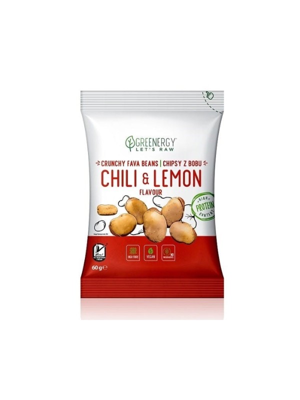 Greenergy Proteinowe Chipsy z bobu o smaku Chili & Lemon 50 g