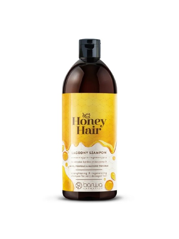 Barwa Honey Hair Wzmacniająco - regenerujący Szampon do włosów bardzo zniszczonych Miód , Propolis & Mleczko Pszczele 480 ml