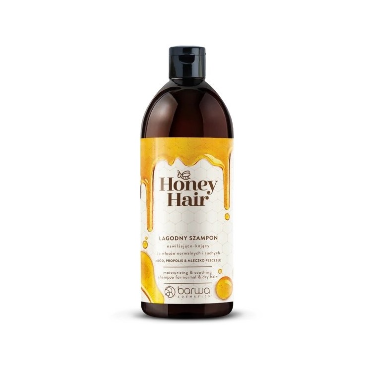 М'який шампунь Barwa Honey Hair Moisturizing and soothing Mild Shampoo для нормального та сухого волосся Мед, прополіс і маточне