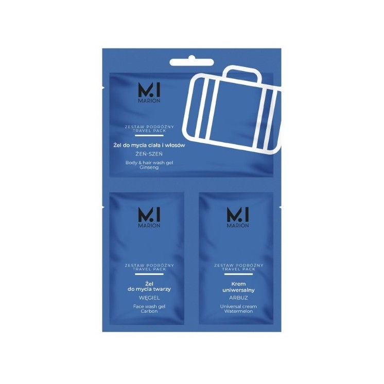 Marion Travel Pack Travel set for Men : Body and hair wash gel+Face wash gel+Universal cream