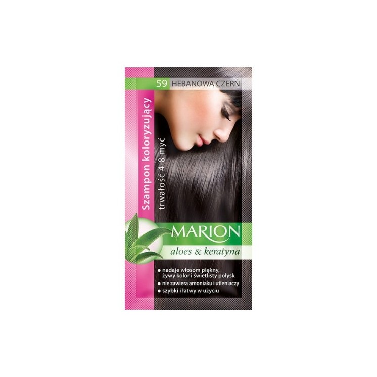 Marion Coloring shampoo with aloe extract 4-8 washes /59/ Ebony black 40 ml