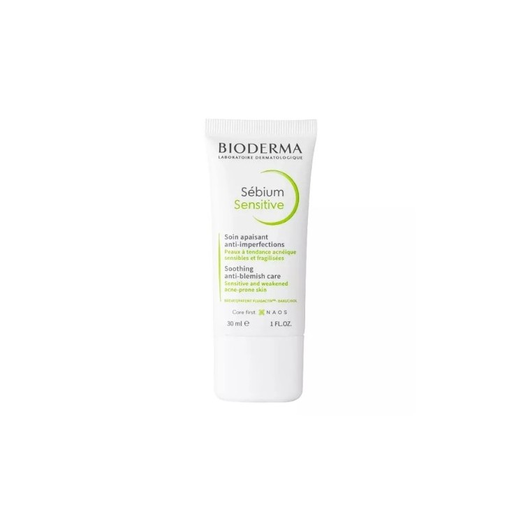 Bioderma Sebium Sensitive заспокійливий крем для обличчя, що підтримує лікування шкіри від вугрів 30 мл
