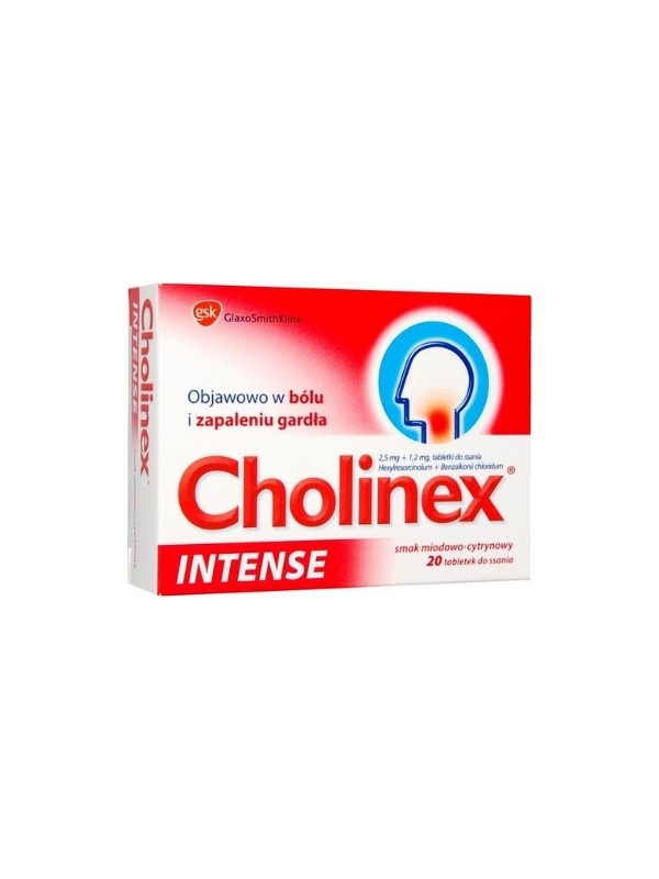 Cholinex Intense Tabletki do ssania o smaku Miodowo - cytrynowym 20 tabletek