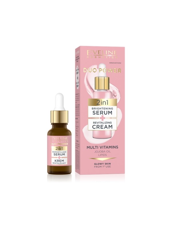 Eveline Duo Power 2w1 Rozświetlające Serum + Krem rewitalizujący do twarzy 18 ml