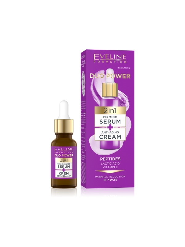 Eveline Duo Power 2w1 Ujędrniające Serum + Krem przeciwzmarszczkowy do twarzy 18 ml