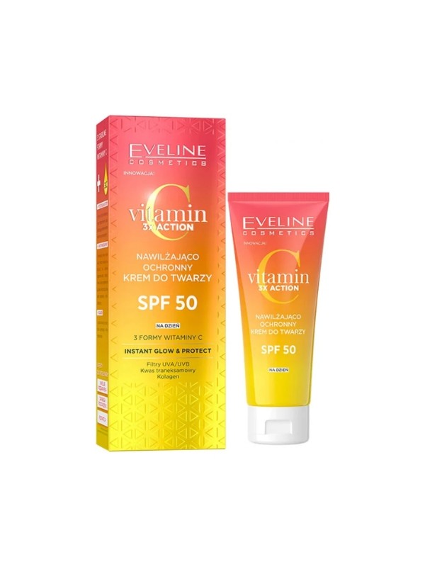 Eveline Vitamin C 3x Action Nawilżająco - ochronny Krem do twarzy z filtrem SPF50 30 ml