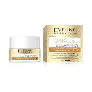 Концентрований крем для обличчя Eveline 24K Gold & Ceramides 70+ Глибоко поживний 50 мл