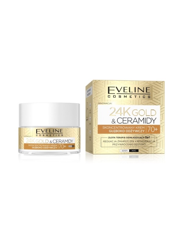 Eveline 24K Gold & Ceramidy Skoncentrowany Krem do twarzy 70+ Głęboko odżywczy 50 ml