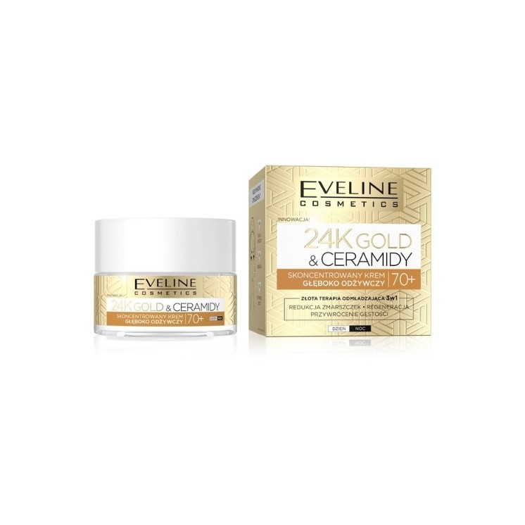 Концентрований крем для обличчя Eveline 24K Gold & Ceramides 70+ Глибоко поживний 50 мл