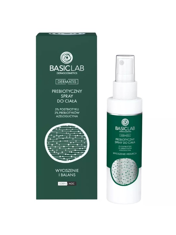 BasicLab Dermatis prebiotyczny Spray do ciała 5% Postbiotyku, 3% Prebiotyków 100 ml