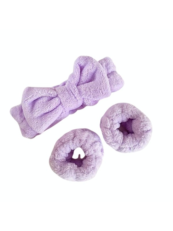 Zestaw Spa: Opaska do włosów + 2 pluszowe gumki do włosów Purple 1 zestaw