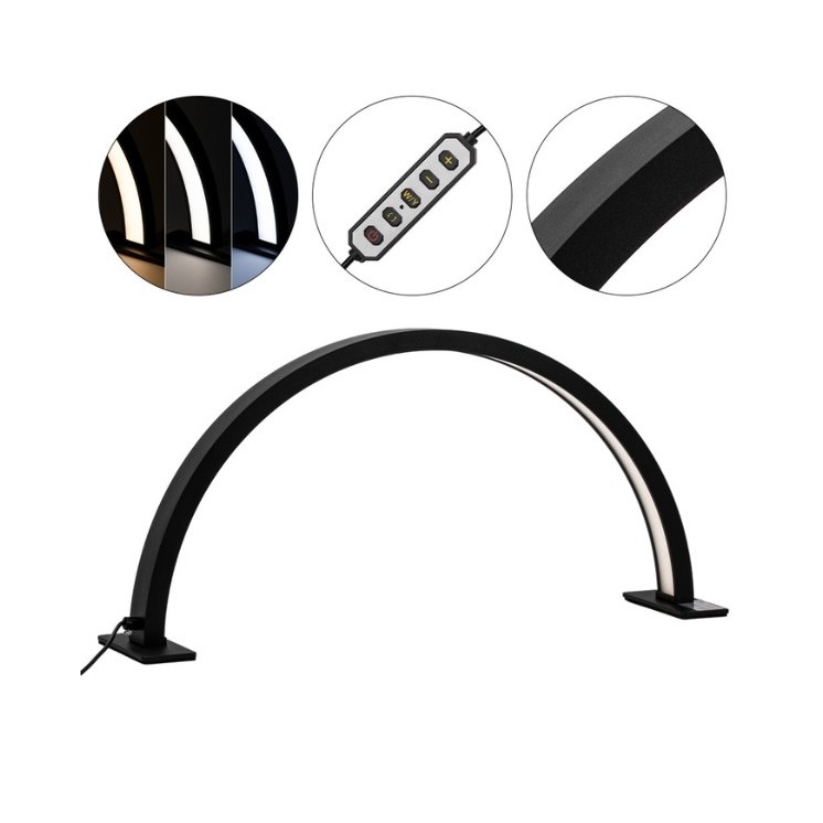 Lampa kosmetyczna LED łuk HQ-55X 25W biurkowa bezcieniowa czarna rozmiar S