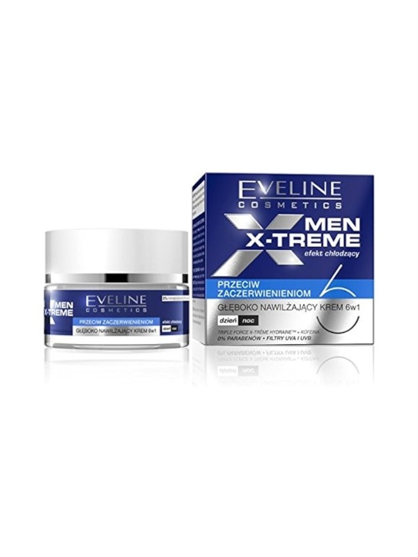 Eveline Men X-Treme 6w1 głęboko nawilżający Krem do twarzy dla mężczyzn przeciw zaczerwienieniom 50 ml