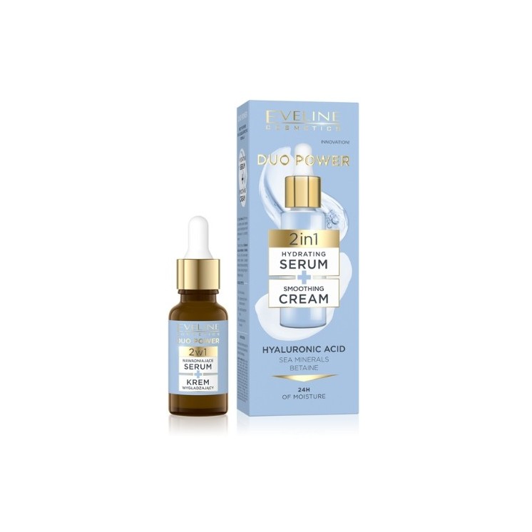 Eveline Duo Power 2in1 зволожуюча Serum + розгладжуючий крем для обличчя 18 мл