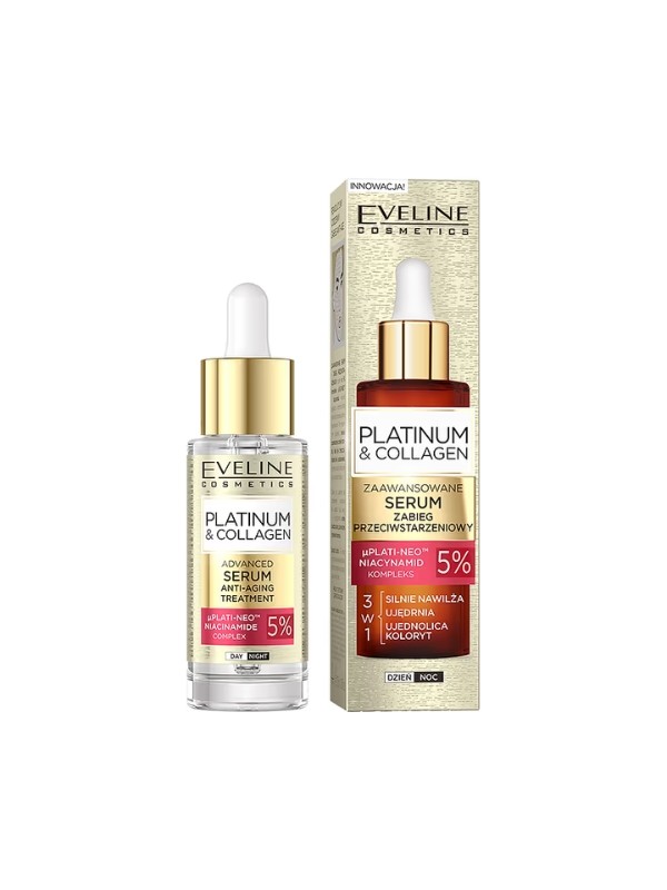 Eveline Platinum&Collagen zaawansowane Serum do twarzy Zabieg przeciwstarzeniowy 30 ml