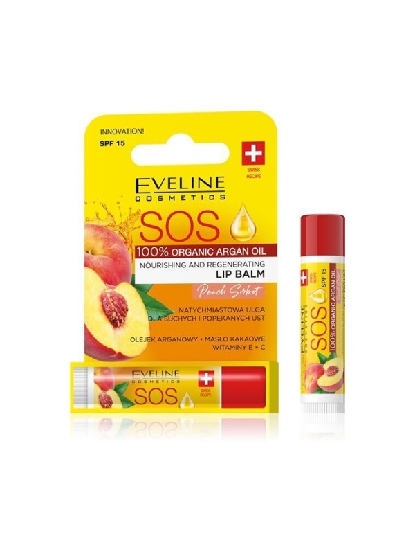 Eveline SOS odżywczo-regenerujący Balsam do ust SPF15 Peach