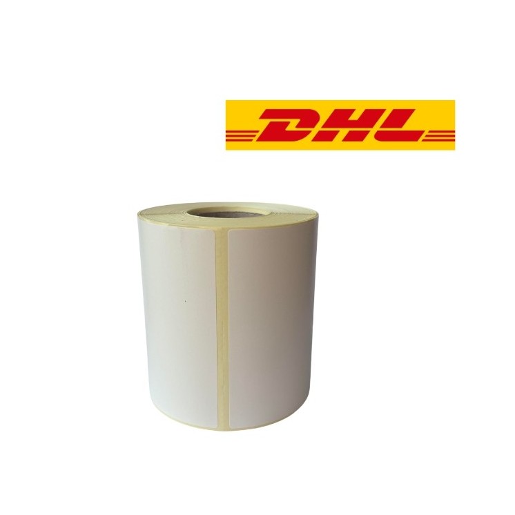 Транспортна етикетка DHL біла, 102 мм х 210 мм, 210 етикеток в рулоні, серцевина 25 мм, термо ECO , міцна 1 шт.