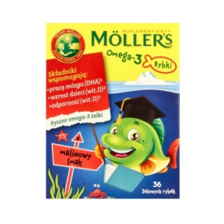 Moller's Omega-3 Rybki Raspberry flavored jellies 36 pieces