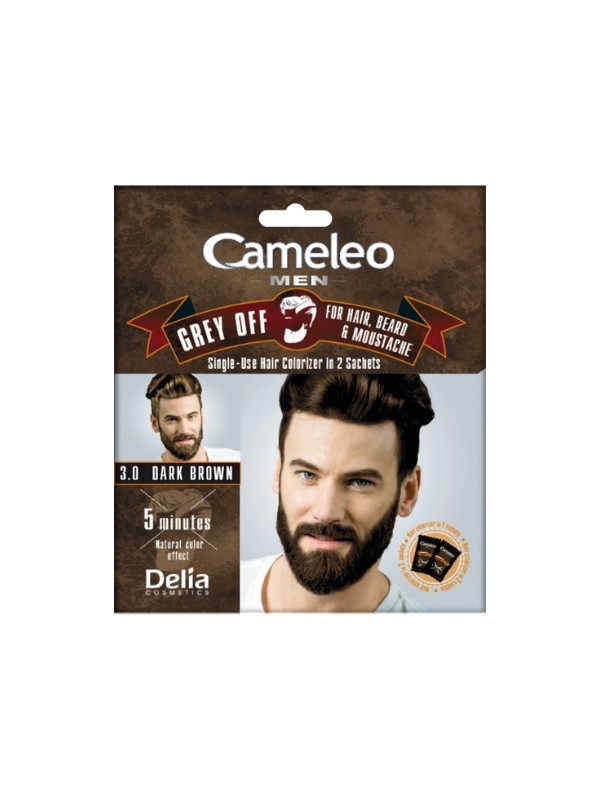 Delia Cameleo Men Grey Off Krem koloryzujący do włosów i zarostu /3.0/ Dark Brown 15 mlx2