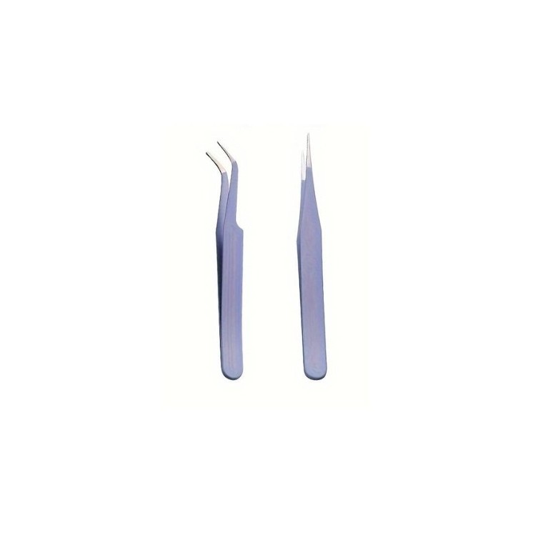 Set of 2 precision tweezers for hair removal, eyelash application, nail art Purple