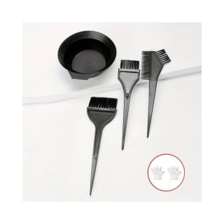 Набір для фарбування волосся: миска + 3 кисті + рукавички