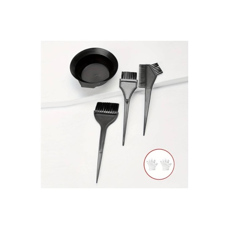 Набір для фарбування волосся: миска + 3 кисті + рукавички