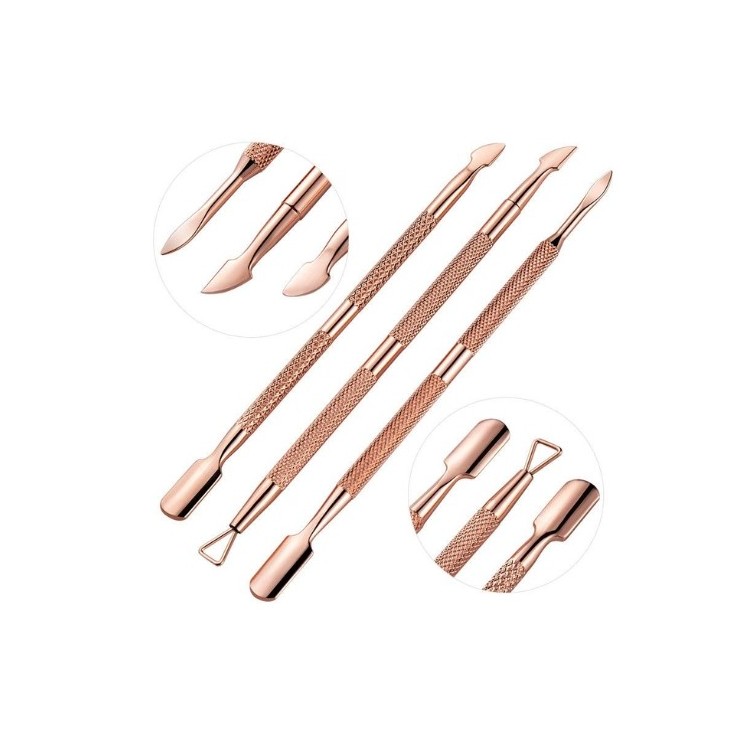 Set of 3 Golden Rose cuticle pushers