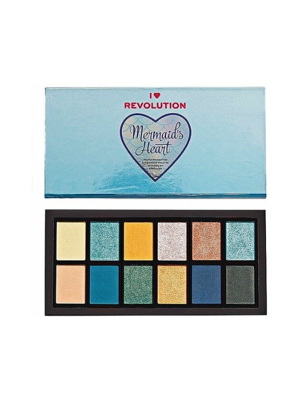 Makeup Revolution I Heart Revolution Paletka 12 cieni do powiek Mermaids Heart 12 x 0,75 g