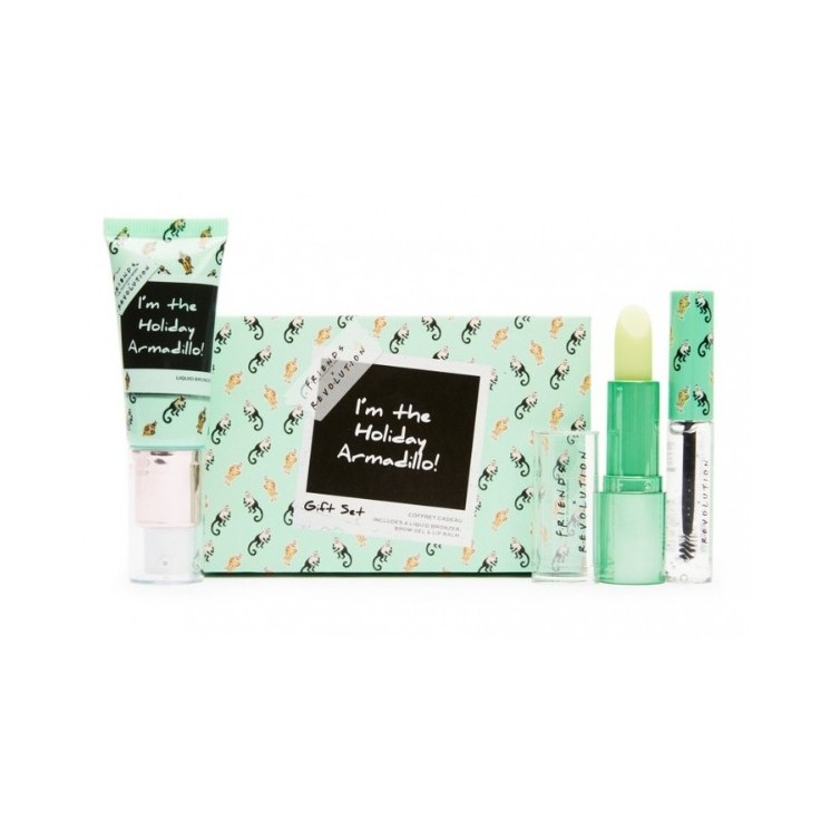 Подарунковий набір Makeup Revolution XMASS x Friends Holiday Armadillo Trio: бальзам для губ, гель для брів і рідкий бронзер