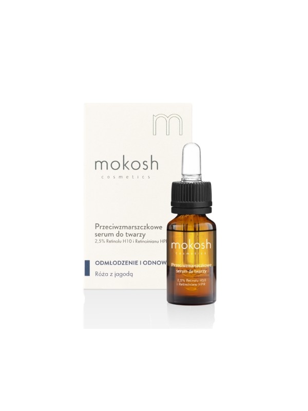 Mokosh  Serum do twarzy 2,5% Retinolu H10 i Retinoinianu Róża 10 ml