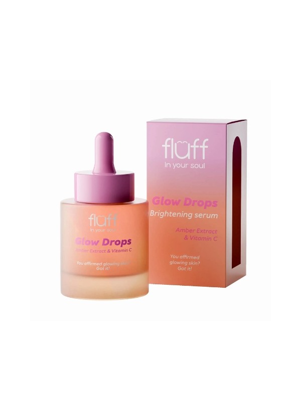 Fluff Glow Drops rozświetlające Serum do twarzy z ekstraktem z bursztynu i witaminą C 30 ml