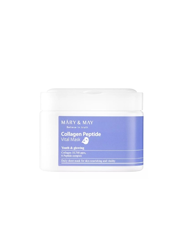 Mary&May Collagen Peptide Vital Mask Zestaw Ujędrniających Maseczek do Twarzy 30 sztuk