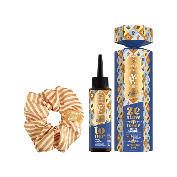 OnlyBio x Wedel Hair in Balance Christmas Set Toner + Scrunchie XXL Ptasie Mleczko Salty Caramel
