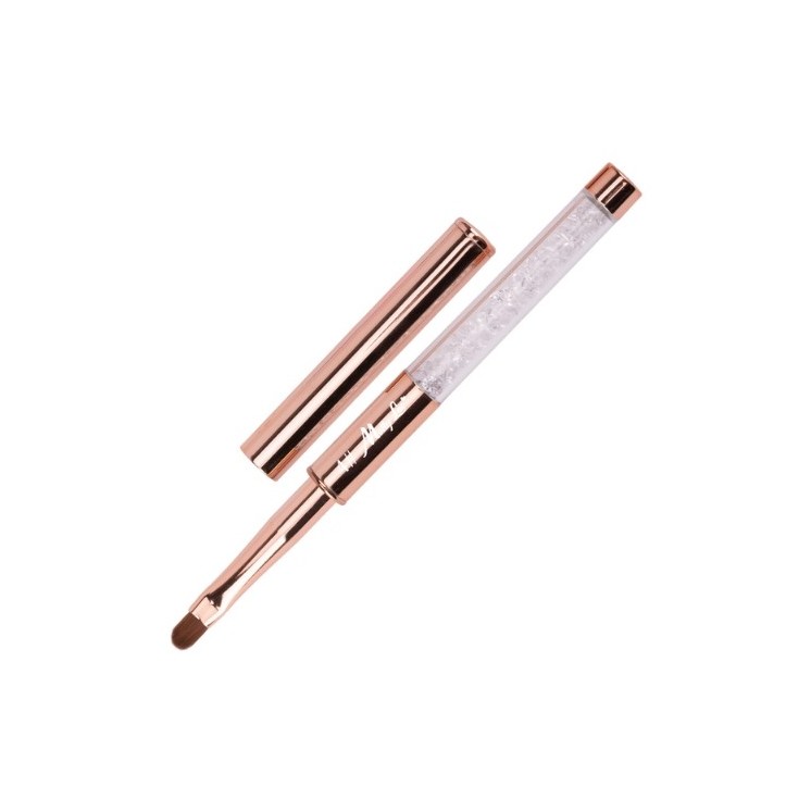 Кисть для гелю Molly Nails овальна golden зі стразами, довжина ворсу 7 мм, розмір №3