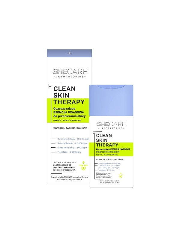 SheCare Clean Skin Therapy Oczyszczająca esencja kwasowa do przecierania skóry ciała – dekolt, plecy, ramiona 150 ml