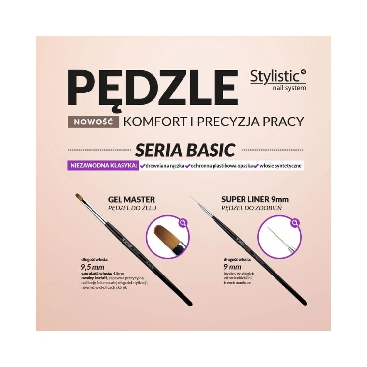 Pędzelek do Żelu Stylistic Super Liner 9 mm