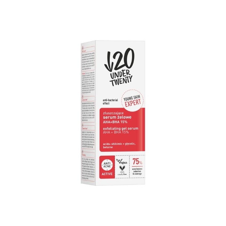 Under Twenty Exfoliating Gel Serum, AHA + BHA 15% 30 ml