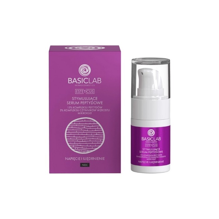 BasicLab Esteticus stimulating Peptide Serum for the face at night 15% peptide complex 15ml