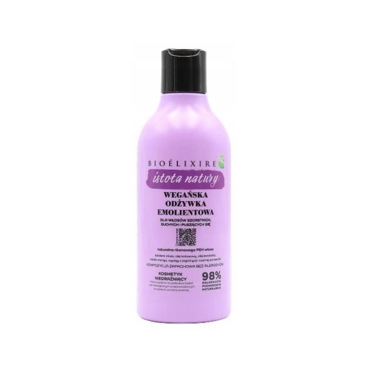 BioElixire Istota Natury wegańska Odżywka emolientowa do włosów suchych 400 ml
