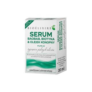 Силіконова сироватка для волосся BioElixire Баобаб + Біотин та олія конопель 20 мл