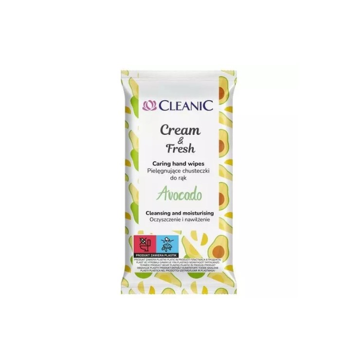 Cleanic Cream & Fresh Avocado Hand Wipes 15 pcs.