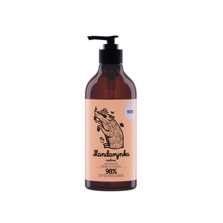 YOPE naturalne Mydło do rąk w płynie Mandarynka i Malina 500 ml
