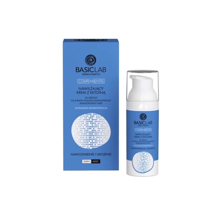 Зволожувальний крем для обличчя BasicLab Complementis з ектоїном, ультралегка консистенція, 50 мл
