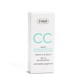 Ziaja CC Calming Face Cream for irritated, sensitive skin with dilated capillaries SPF10 low protection, 50 ml